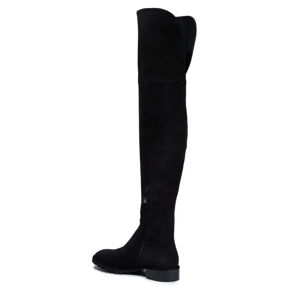 Stuart Weitzman Womens Suede Amber Over-The-Knee Flat Boots Black Size 8